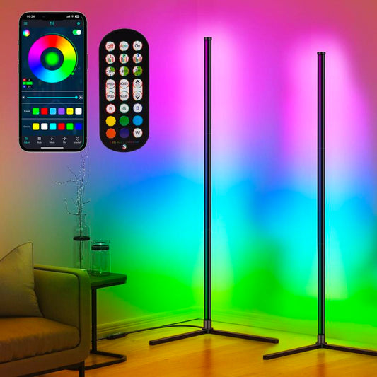 LED Gaming Corner Lamp - RGB Floor Ambience Light with App/Remote Control | 16M Colors, Music Sync & 68+ Dynamic Modes for Gaming Rooms