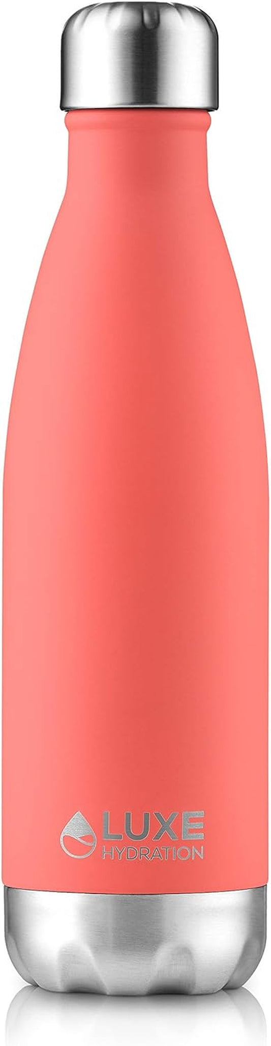 17Oz Travel Water Bottle - 18/8 304 Stainless Steel, Double Wall, Vacuum Insulated - Keep Drinks Cold for 24 Hours, Hot for 12 Hours - Leakproof Reusable Drink Holder - Coral