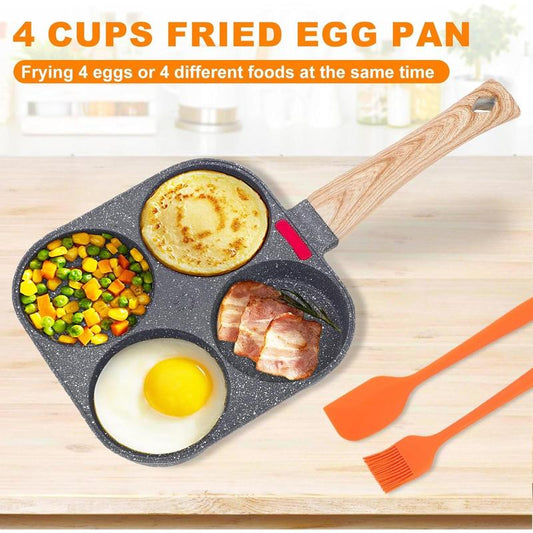 4-Cup Egg Pan Nonstick Healthy Aluminum Omelette Breakfast Skillet for Fried Eggs Cooker Pancakes Suitable Gas Stove &Amp; Induction Cookware