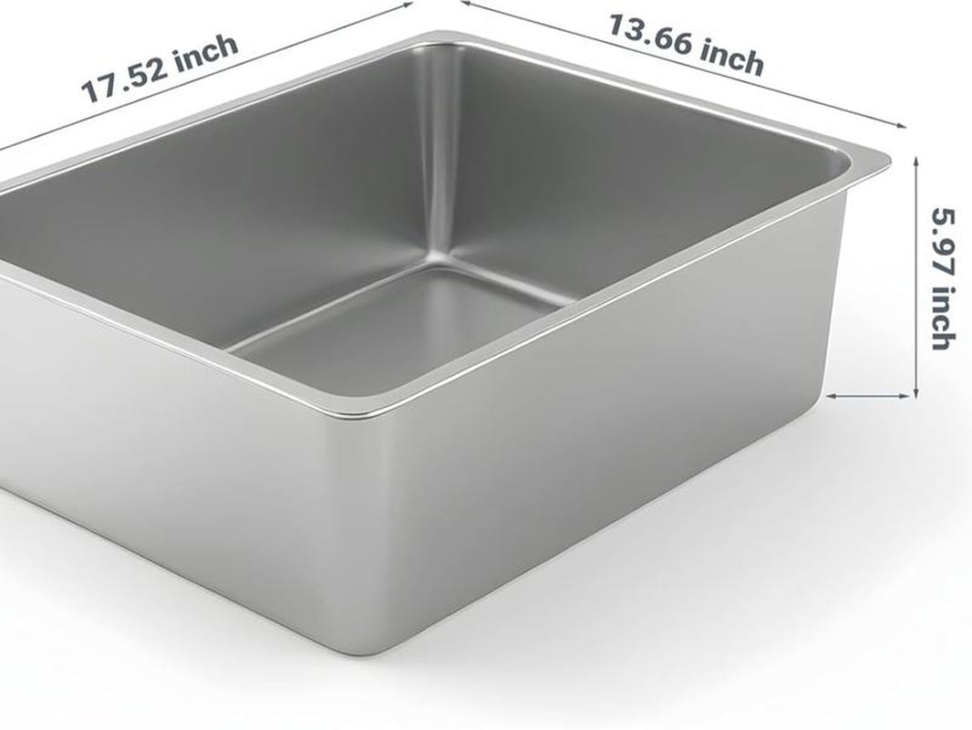 Metal High Sided Cat Litter Box - Large Indoor Tray for Kitten, Kitty, Rabbit - Non Stick, No Smell, Easy to Clean