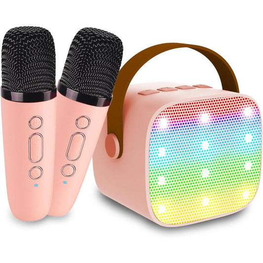 Mini Karaoke Machine for Kids Adults, Portable Bluetooth Speaker with 2 Wireless Microphones,Toys Birthday Gifts for Girls Ages 4, 5, 6, 7, 8,9,10,11,12+ Family Home Party, Birthday Party