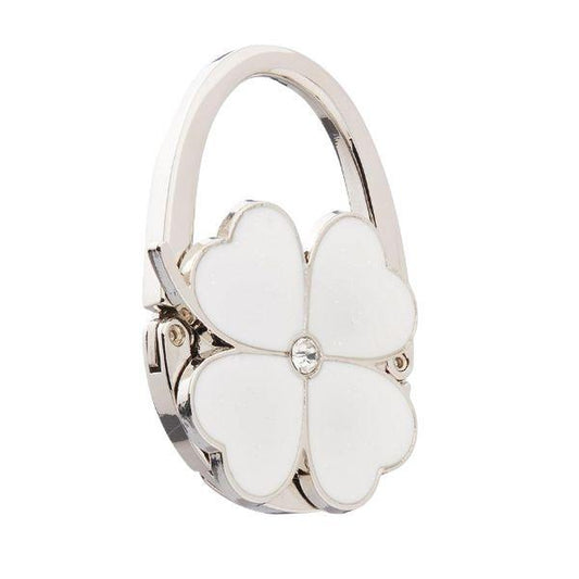 Foldable Handbag Hanger Hook – Portable Purse Holder for Table with Clover Design | Travel-Friendly Folding Bag Hook
