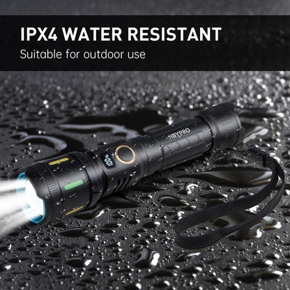 Rechargeable Strong Flashlights High Lumens Bright LED Flashlight Compact Handheld Aluminum Alloy Body Flash Light with 4 Light Modes for Home and Outdoor Use