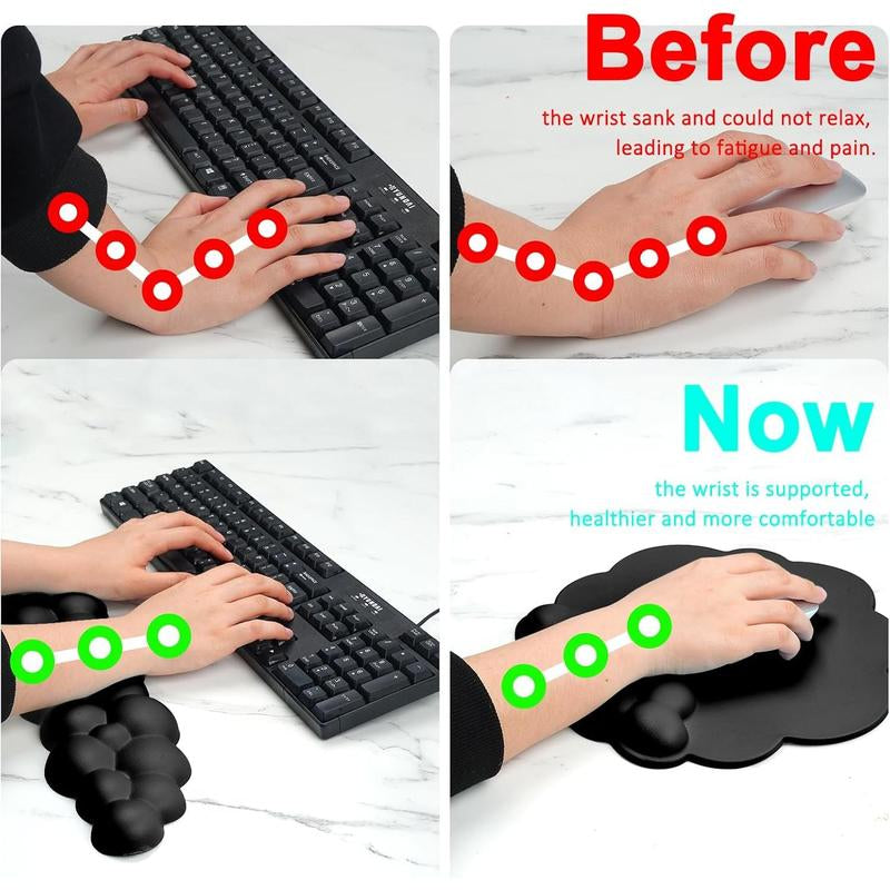 Keyboard Wrist Rest Set for Computer Cloud Shape Cute Mouse Pad with Support Gaming Ergonomic Arm Home and Office Desk Laptop