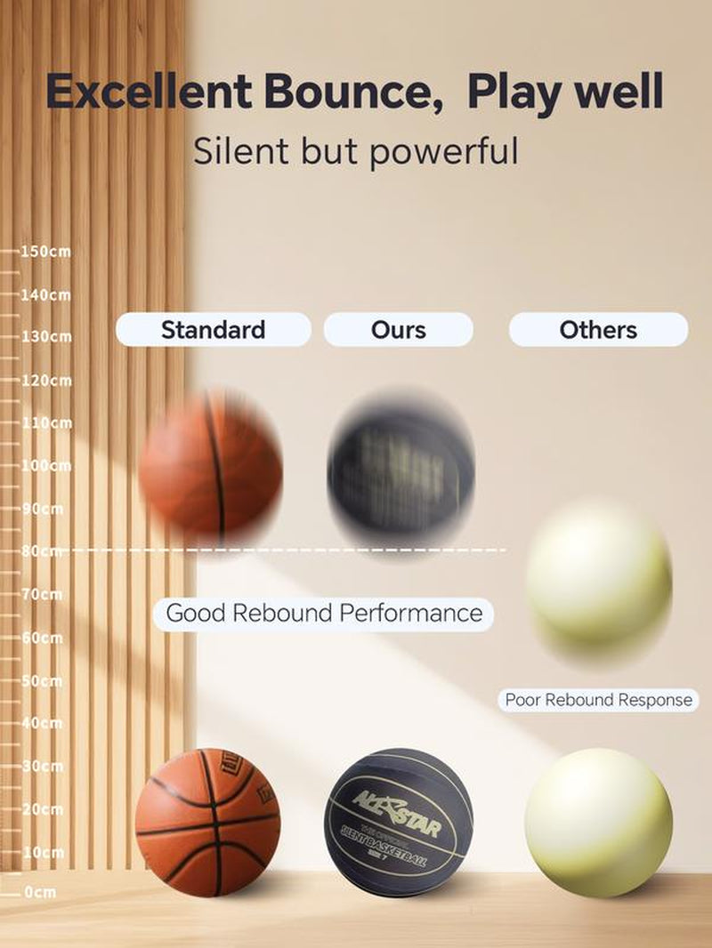 Silent Indoor Basketball with Colorful Fabric-Covered, No Inflation Needed, Noise-Free, Not Vacuum Compressed, High Bounce, Safe for Kids & Adults, Perfect for Home Training & Father'S Day Parent-Child Gift