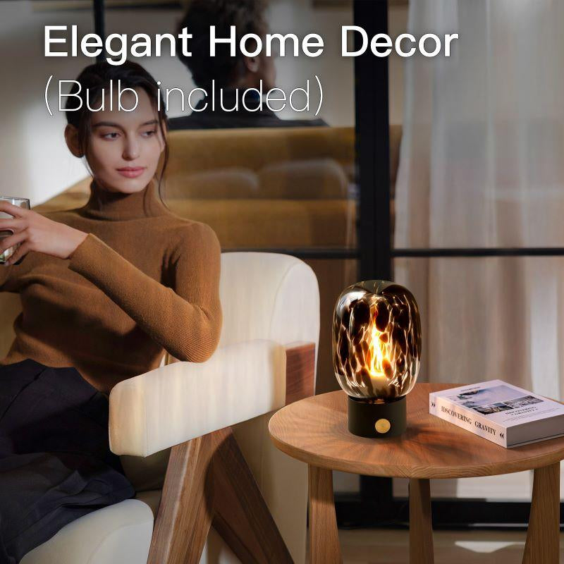 Onewish Vintage Stepless Dimmable Table Lamp with Edison Bulb - Translucent Murano Glass Nightstand Lights for Bedroom, Gift Idea for Any Time of Year.