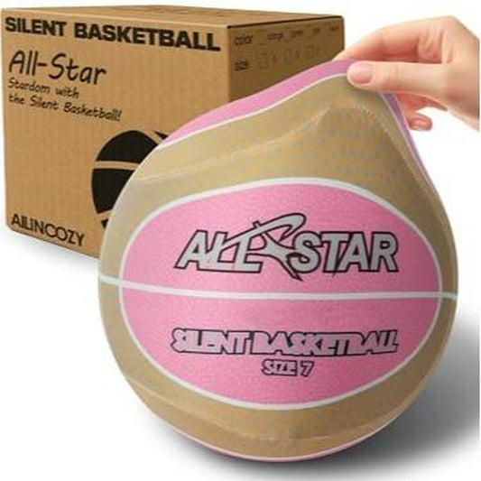 Silent Indoor Basketball with Colorful Fabric-Covered, No Inflation Needed, Noise-Free, Not Vacuum Compressed, High Bounce, Safe for Kids & Adults, Perfect for Home Training & Father'S Day Parent-Child Gift