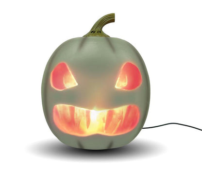 ANIMAT3D Jabberin' Jack Motion Sensor 12 Inch XL Talking Animated White Pumpkin with Built in Video Projector, Speaker and Motion Sensor Includes 80 Minutes of Content