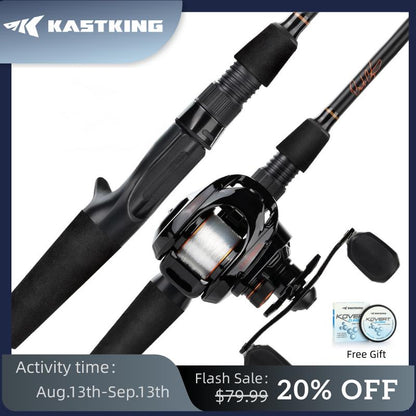 Kastking Brent Chapman Casting Rod and Reel Combo, Tailored Tackle Kits, IM6 Graphite 2Pc Blanks, 5.2:1 Gear Ratio, 9 + 1/5 + 1 Ball Bearings, Stainless Steel Guides, EVA Handles