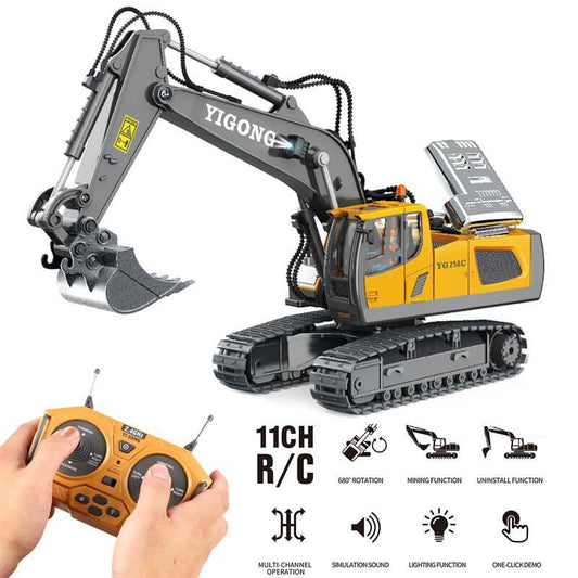 Remote Control Excavator Construction Toys for Boys,2×1200Mah RC Excavator Toy with Shovel & Light Drift