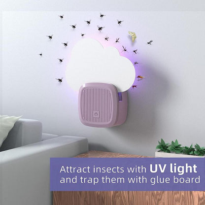 Careland Electronic Flying Insect Trap Plug In, Flea Mosquito Fly Trap for Home Office, Gnat Moth Bug Catcher with Night Light UV Attractant and Sticky Boards