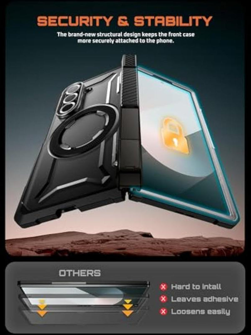 SUPCASE for Samsung Galaxy Z Fold 7 Case with Kickstand (UB Grip), [Compatible with Magsafe] [Built-In Tempered Glass Screen Protector] [Hinge Coverage] Military-Grade Protection Phone Case, Tilt Support Magnetic Wireless