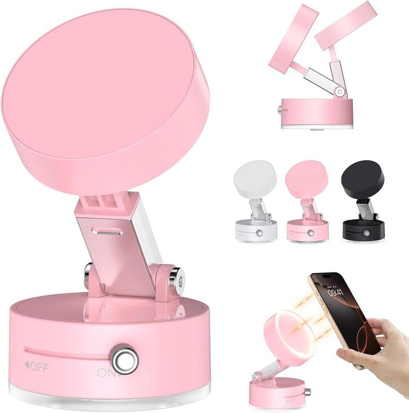 Vacuum Magnetic Suction Phone Holder, 2025 New Magnetic Suction Phone Mount, Foldable Portable Double-Sided Vacuum Magnetic Adsorption Adjustable Mobile Phone Holder for All Phones