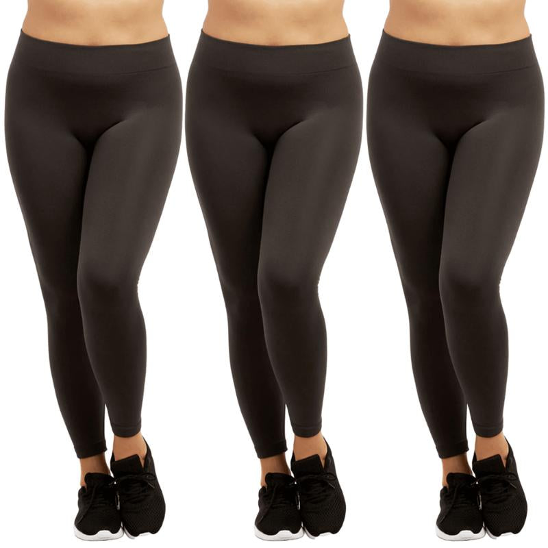 3 Pack Women' Fleece Leggings plus Size High Waist Seamless No See-Through Workout Running Yoga Pants Tummy Control Warm Spring Fall Winter Activewear