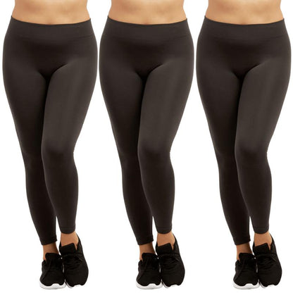 3 Pack Women' Fleece Leggings plus Size High Waist Seamless No See-Through Workout Running Yoga Pants Tummy Control Warm Spring Fall Winter Activewear