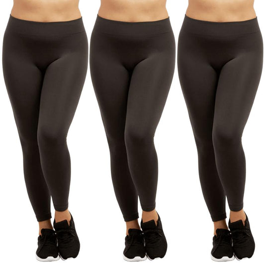 3 Pack Women' Fleece Leggings plus Size High Waist Seamless No See-Through Workout Running Yoga Pants Tummy Control Warm Spring Fall Winter Activewear