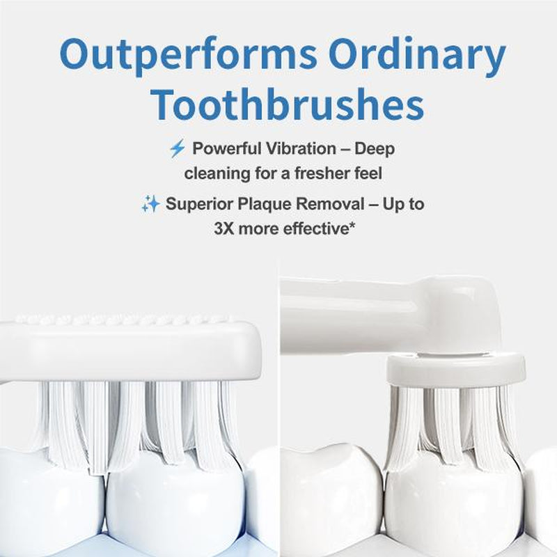 Reisonic Sonic-Sweep Oscillating Electric Toothbrush, Oscillation & Vibration, IPX7 Waterproof,45-Day Battery Electric Toothbrush Whitening, Gum Care & Plaque Removal for Adults with 3 Brush Head