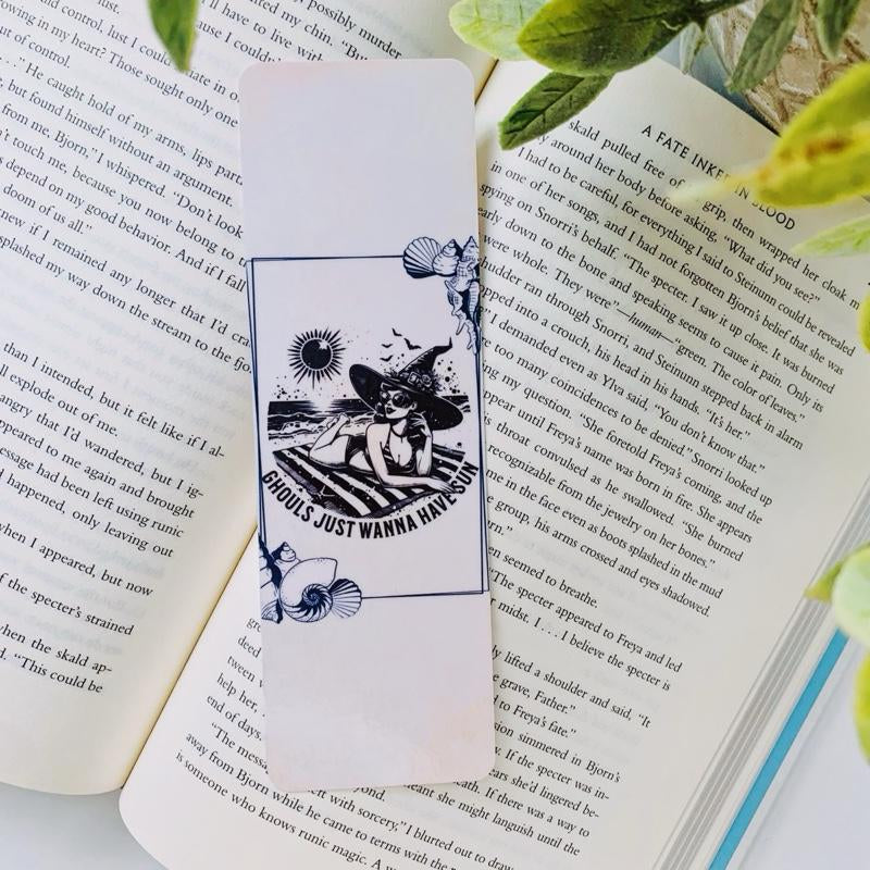 Retro Book Girl Summerween Bookmarks - 7.5”X2.25” Lightweight Nostalgic Design for Book Lovers - One Sided with Shop Stamp on Back - Laminated on Card Stock