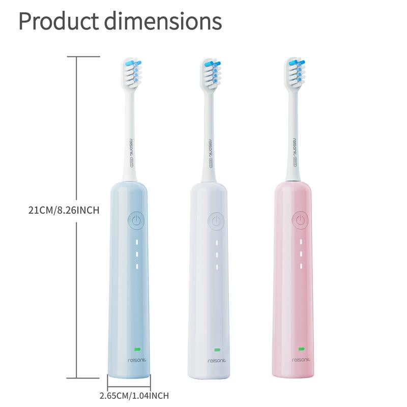 Reisonic Sonic-Sweep Oscillating Electric Toothbrush, Oscillation & Vibration, IPX7 Waterproof,45-Day Battery Electric Toothbrush Whitening, Gum Care & Plaque Removal for Adults with 3 Brush Head