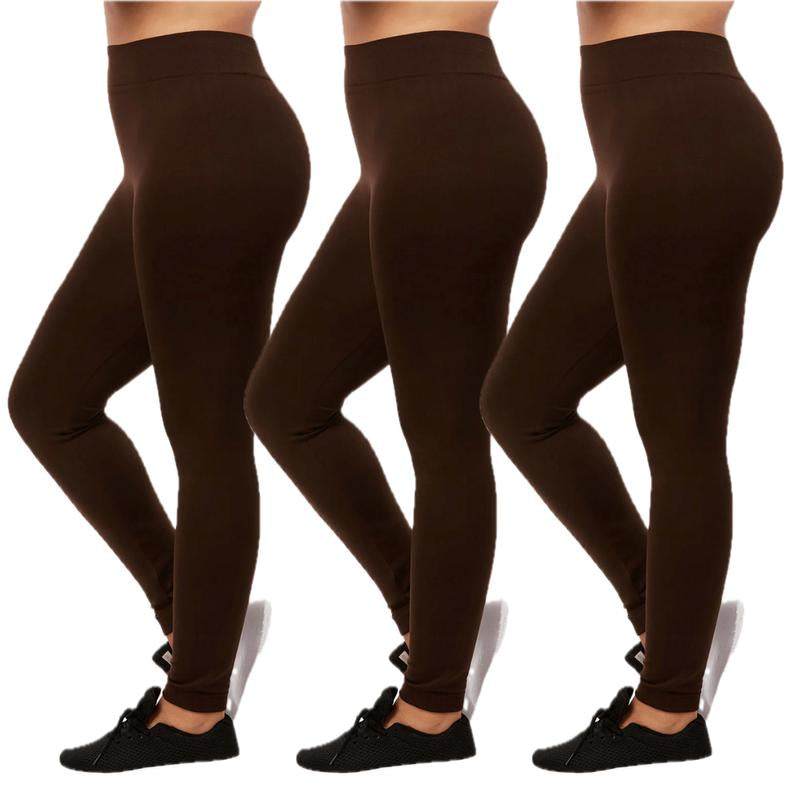 3 Pack Women' Fleece Leggings plus Size High Waist Seamless No See-Through Workout Running Yoga Pants Tummy Control Warm Spring Fall Winter Activewear