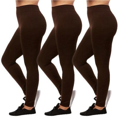 3 Pack Women' Fleece Leggings plus Size High Waist Seamless No See-Through Workout Running Yoga Pants Tummy Control Warm Spring Fall Winter Activewear