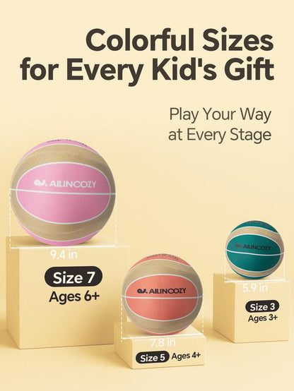 Silent Indoor Basketball with Colorful Fabric-Covered, No Inflation Needed, Noise-Free, Not Vacuum Compressed, High Bounce, Safe for Kids & Adults, Perfect for Home Training & Father'S Day Parent-Child Gift