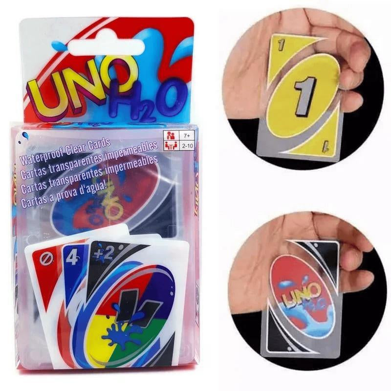 UNO H2O Game Card Game Waterproof Pressure Resistant Transparent PVC Plastic Playing Cards Halloween Birthday Gift, for Friends, Family