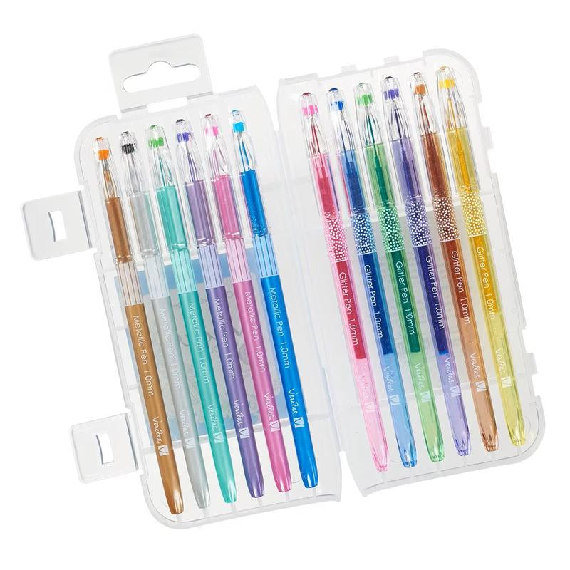 Metallic & Glitter Gel Pen Set - 12Pc