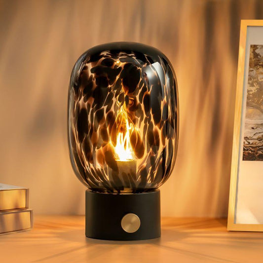 Onewish Vintage Stepless Dimmable Table Lamp with Edison Bulb - Translucent Murano Glass Nightstand Lights for Bedroom, Gift Idea for Any Time of Year.