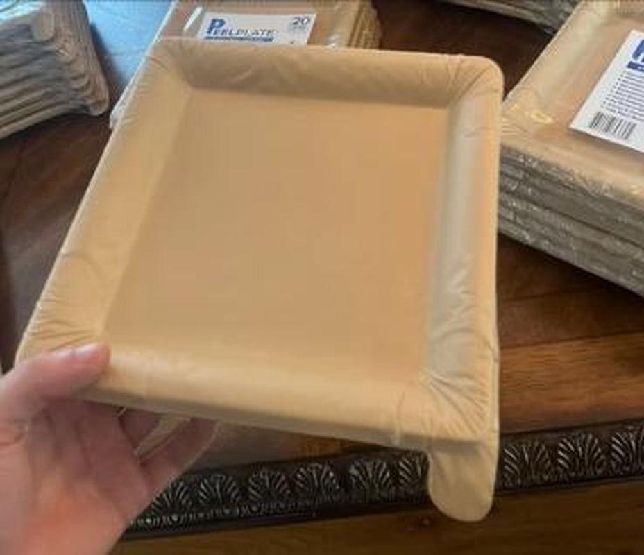 Peel Plate [2-Pack] 30 Servings [9.5In X 9.5In] 15 Servings per Plate - Fully Soakproof, Compostable & Microwavable