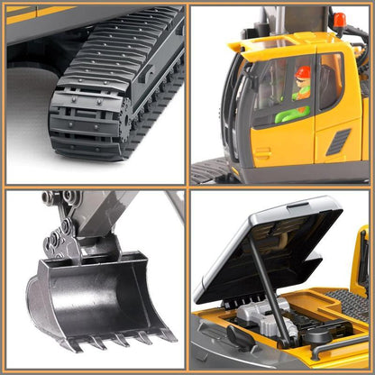 Remote Control Excavator Construction Toys for Boys,2×1200Mah RC Excavator Toy with Shovel & Light Drift