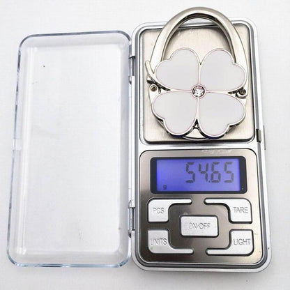 Foldable Handbag Hanger Hook – Portable Purse Holder for Table with Clover Design | Travel-Friendly Folding Bag Hook
