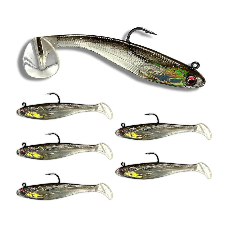 USA BASS TACKLE Patriot Shad Premium Paddle Tail Swimbait Bass Fishing Lure with Realistic 3D Eye & Detailed Design for Freshwater & Saltwater Angling