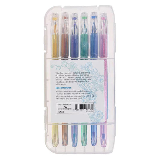 Metallic & Glitter Gel Pen Set - 12Pc