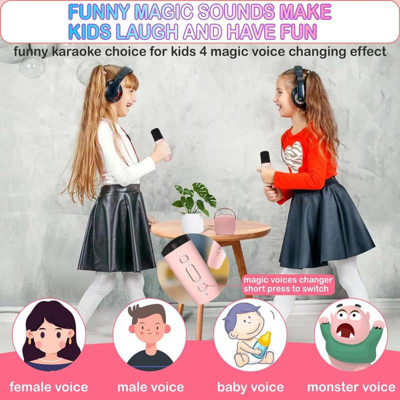 Mini Karaoke Machine for Kids Adults, Portable Bluetooth Speaker with 2 Wireless Microphones,Toys Birthday Gifts for Girls Ages 4, 5, 6, 7, 8,9,10,11,12+ Family Home Party, Birthday Party