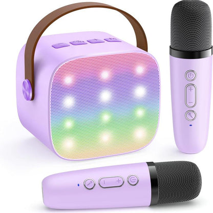 Mini Karaoke Machine for Kids Adults, Portable Bluetooth Speaker with 2 Wireless Microphones,Toys Birthday Gifts for Girls Ages 4, 5, 6, 7, 8,9,10,11,12+ Family Home Party, Birthday Party