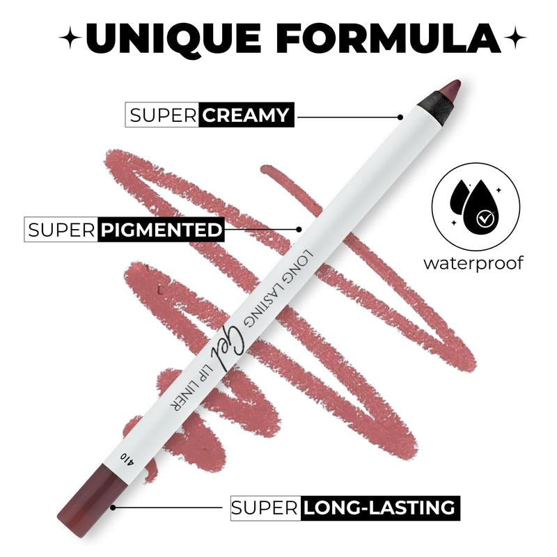 LAMEL Matte Gel Lip Liner Pencil | Weightless&Creamytexture - Sharpenable - Longwear & Waterproof - High Pigmented & Flawless Finish - Moisturizing - Cruelty-Free & Paraben-Free Eyeliner Lipliner Makeup Cosmetic