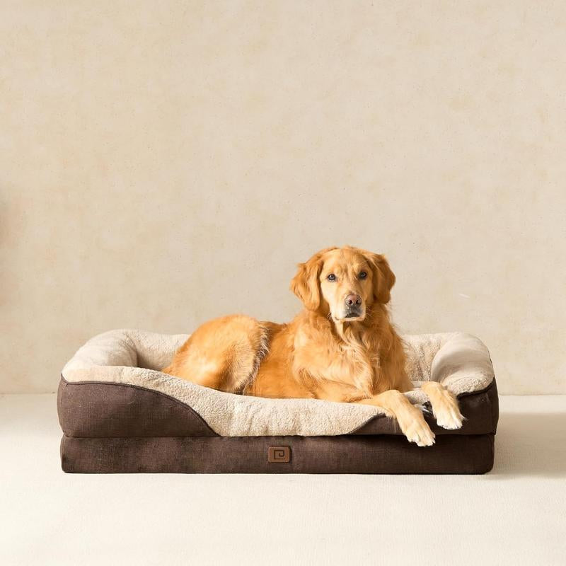 EHEYCIGA Orthopedic Dog Sofa with Removable Cover, Waterproof Liner, Washable Bolster, Dog Bed & Sofa for Large Dogs ,Dog Furniture, Dog Bed Pet Bed