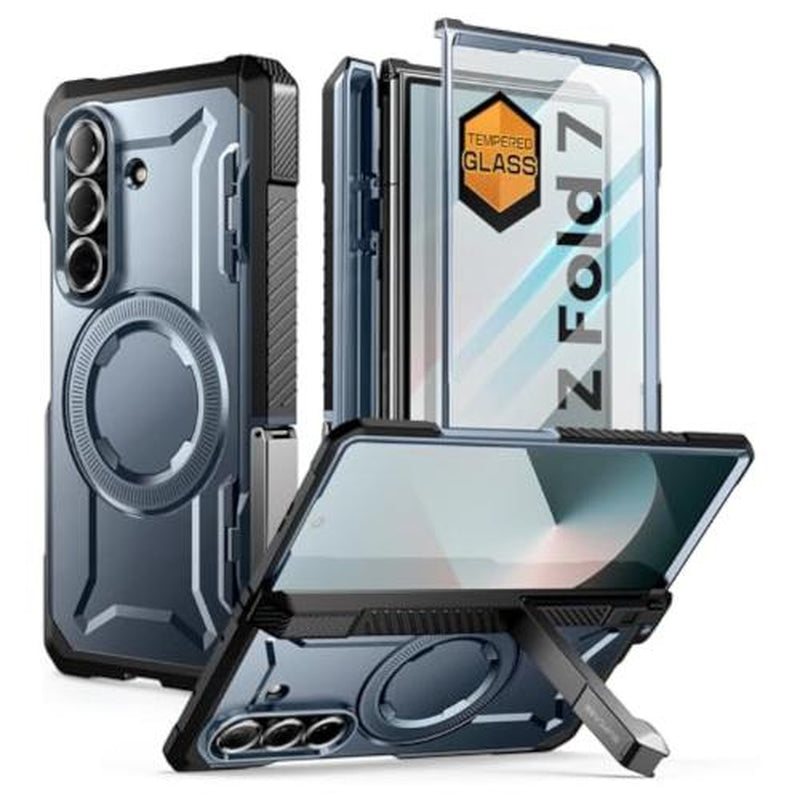 SUPCASE for Samsung Galaxy Z Fold 7 Case with Kickstand (UB Grip), [Compatible with Magsafe] [Built-In Tempered Glass Screen Protector] [Hinge Coverage] Military-Grade Protection Phone Case, Tilt Support Magnetic Wireless
