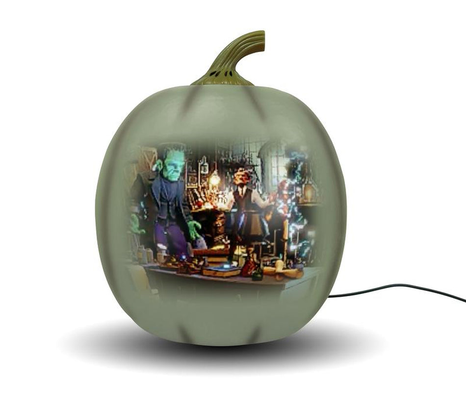 ANIMAT3D Jabberin' Jack Motion Sensor 12 Inch XL Talking Animated White Pumpkin with Built in Video Projector, Speaker and Motion Sensor Includes 80 Minutes of Content