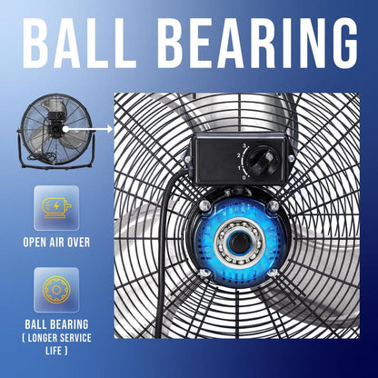 Tornado 18 Inch Industrial Powerful Metal Floor Fan, 3-Speed High Velocity Cooling Floor Standing Fan for Industrial, Commercial, and Home Spaces, 120°Tilt, 6.0 FT Cord, Black