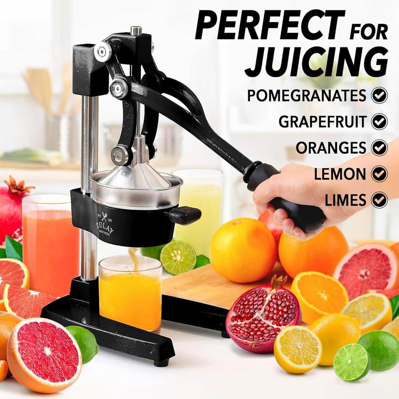 Zulay Kitchen Professional Heavy-Duty Cast Iron Citrus Juicer - 5-Inch Bowl, Durable Design for Maximum Juice Extraction, Easy to Clean & Safe to Use, Lifetime Warranty - Fruit