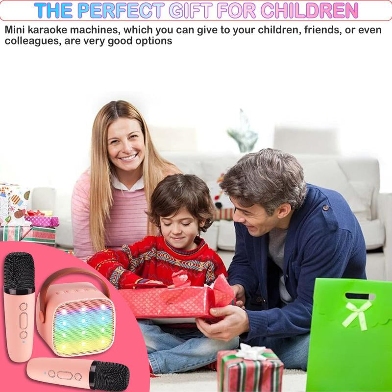 Mini Karaoke Machine for Kids Adults, Portable Bluetooth Speaker with 2 Wireless Microphones,Toys Birthday Gifts for Girls Ages 4, 5, 6, 7, 8,9,10,11,12+ Family Home Party, Birthday Party
