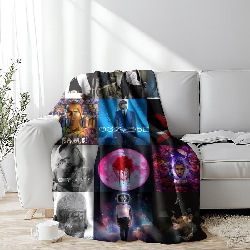 Chris Brown Blanket Album Cover for Fans Warm Cozy Flannel Blankets Throw Merch for Home Decor Bed Sofa Living Room for All Season