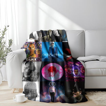 Chris Brown Blanket Album Cover for Fans Warm Cozy Flannel Blankets Throw Merch for Home Decor Bed Sofa Living Room for All Season