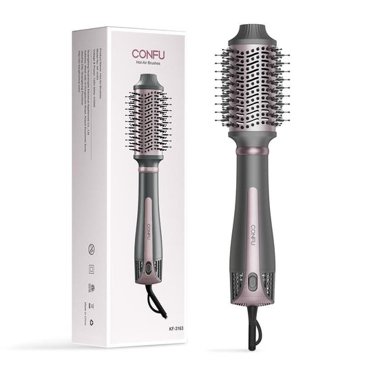 CONFU Thermal Brush Blow Dryer for Blowout Look, Heated Comb, Multifunctional Blow Dryer Brush Hot Air Brush Four in One with Oval Barrel Heated round Brush Makes Hair Smoother, Salon Quality Hair Dryer Wand, Travel Home Fast Heating Electric Hairstyling