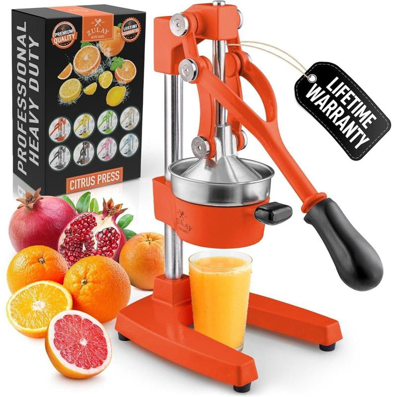 Zulay Kitchen Professional Heavy-Duty Cast Iron Citrus Juicer - 5-Inch Bowl, Durable Design for Maximum Juice Extraction, Easy to Clean & Safe to Use, Lifetime Warranty - Fruit