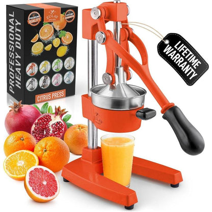 Zulay Kitchen Professional Heavy-Duty Cast Iron Citrus Juicer - 5-Inch Bowl, Durable Design for Maximum Juice Extraction, Easy to Clean & Safe to Use, Lifetime Warranty - Fruit