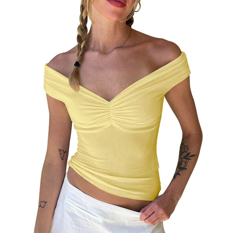 Womens off the Shoulder Top Sleeveless Backless Going Out Crop Tops Sexy V Neck Slim Fit Bustier Shirts Y2K Clothing Shape Fits