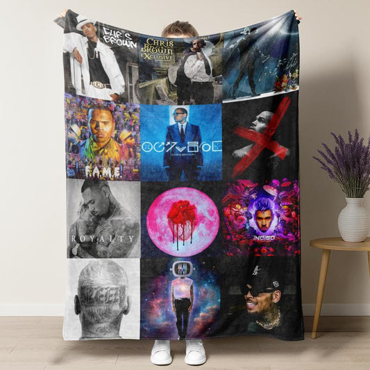 Chris Brown Blanket Album Cover for Fans Warm Cozy Flannel Blankets Throw Merch for Home Decor Bed Sofa Living Room for All Season